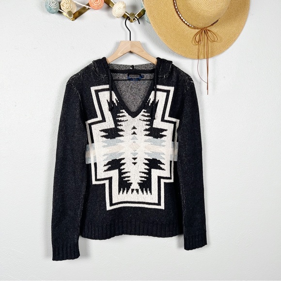Pendleton Woman's Harding Cotton Hoodie Sweater Aztec Print Size Small - Picture 8 of 10